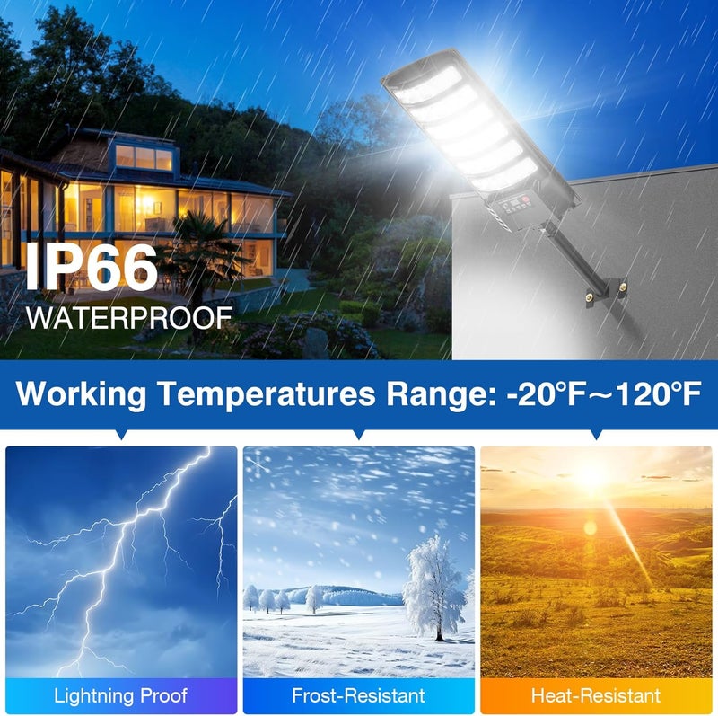 Heisolcool Solar Street Lights Outdoor Waterproof, Wide Angle Flood Light, LED Solar Parking Light with Motion Sensor and Remote Control for Outdoor, Streets, Courtyards,Parking Garages,-1Pack - Image 5